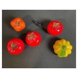 Frosted Glass Pumpkin Ornaments & White Ceramic Vase Set with Amber Bowl