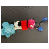 Hello Kitty Jar with Lid - Glass Star-Shaped Plate - Moon & Sun Ornaments - Blue Desk Lamp