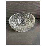 Vintage Clear Glassware Set - Flower Plate, Leaf-Cut Bowl, Mini Bottle & 4 Bottles in Wire Carrier