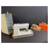 Vintage Singer Sewing Machines Lot - Sewhandy Electric Portable + Central Machine + Orange Case