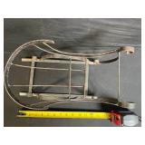 Vintage Two-Seat Metal Toboggan Sled - Red & Yellow Rails, Rusty Paint