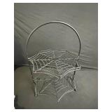 Assorted Halloween Decor Lot - Pumpkin Figure, 2 Gnomes, Spider Web Stands, Tray, Glitter Web