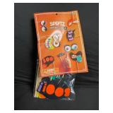 Assorted Halloween Decor Lot - Pumpkin Figure, 2 Gnomes, Spider Web Stands, Tray, Glitter Web