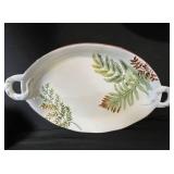 Vintage Serving Dishes Lot: Red Wing USA, Grapevine-Embossed Silver Platter & Ceramic Trays