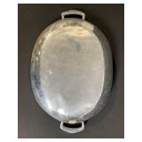 Vintage Serving Dishes Lot: Red Wing USA, Grapevine-Embossed Silver Platter & Ceramic Trays