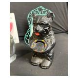 Vintage Decorative Lot: Metal Plates, White Vase, Bulldog Figurine, Clown & Frame