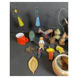 Vintage Miniature Collectibles Lot - Figurines, Woodwind Instruments & Pottery