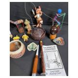 Vintage Miniature Collectibles Lot - Figurines, Woodwind Instruments & Pottery