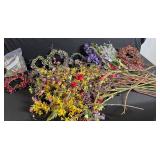 Assorted Dried Flower Wreaths & Bouquets - Multi-Color Floral Stems for Craft Decor