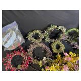 Assorted Dried Flower Wreaths & Bouquets - Multi-Color Floral Stems for Craft Decor