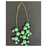 Necklace - Mint Green Bead Cluster on Gold-Tone Chain