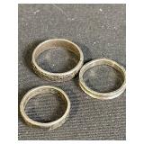 92.5 Silver Ring Set - 3 Sterling Silver Bands with Faith Engraving & Scroll Pattern