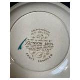 Johnson Bros Old Granite Fruit Sampler Teacups & Plates - Staffordshire, England