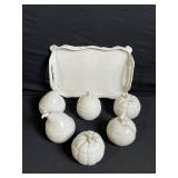 Porcelain Pumpkin Trinket Boxes - Italy - Set of 6 with Lids