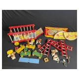Fisher-Price Circus Wooden Toy Set - Red Wagon, Ladders, Trains & Figures