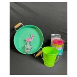 Vintage Kitchenware Lot: Blue Polka-Dot Glasses, SODA Siphon