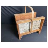 Vintage Wooden Coat Rack with 3 Iron Hooks - Includes Picnic Case & Wine Accessories