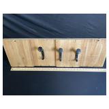 Vintage Wooden Coat Rack with 3 Iron Hooks - Includes Picnic Case & Wine Accessories