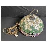 Vintage Tiffany-Style Mosaic Glass Pendant Lamp Shade with Chain