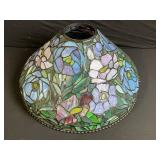 Tiffany-Style Stained-Glass Lamp Shade - Floral Dome, Beaded Rim - 21 inches