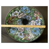 Tiffany-Style Stained-Glass Lamp Shade - Floral Dome, Beaded Rim - 21 inches