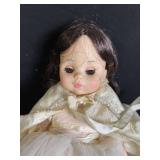 Doll - Vintage Ivory Lace Wedding Dress with Satin Ribbon Cape