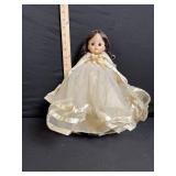 Doll - Vintage Ivory Lace Wedding Dress with Satin Ribbon Cape