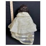 Doll - Vintage Ivory Lace Wedding Dress with Satin Ribbon Cape