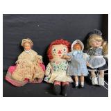 8-Pc Vintage Cloth Dolls Lot - Mixed Outfits
