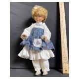Doll 63078 - Vintage Floral Print Pinafore & White Lace Blouse Outfit