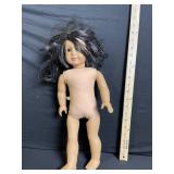 American Girl-Style Doll with Long Black Hair, Tan Vinyl Body