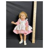 Ideal P-90 Doll - Vintage Vinyl Girl in Pink Gingham Dress & White Pinafore