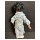 Soul Kids 1960s Doll - Dark-Skinned Boy in Striped Shirt & Denim Overalls