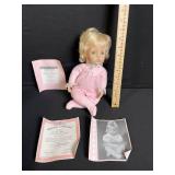 Vintage Vinyl Baby Doll - Pink Nightgown with Certificate of Authenticity & Photo Card