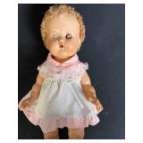 Vintage Baby Doll - Pink Dress with Lace Trim, Green Eyes, 14 inches tall