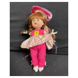 Three Vintage Fashion Dolls Lot - Blue-Striped Dress, Red Tulle Gown, Pink Striped Outfit