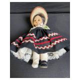 Dolls - Vintage Cloth Dolls in Traditional Dresses - Navy Dress, Green Polka-Dot Dress