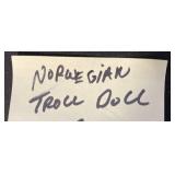 Vintage Troll Figurine - Hand-Painted Collectible with Colorful Outfit, Broken Hat