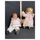 Vintage Doll Pair – 1994 Janie Bee Marked Baby Dolls in Pink Lace Dresses