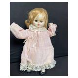 Vintage Doll Pair – 1994 Janie Bee Marked Baby Dolls in Pink Lace Dresses