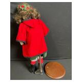 Vintage Christmas Doll - Red Velvet Cape, Green Velvet Dress, Holly Accents