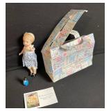 Vintage Cloth Doll Lot - Large Red-Caped Girl, Floral Dress + 2 Mini Dolls + Gift Box