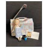 Vintage Cloth Doll Lot - Large Red-Caped Girl, Floral Dress + 2 Mini Dolls + Gift Box