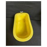 Dollhouse Miniature Yellow Bathroom Set - Bathtub, Sink & Toilet with Baby Doll