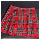 Linnea Doll Clothes - Red Plaid Skirt & Wooden Doll Rack