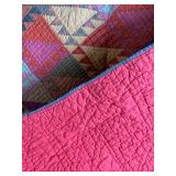 Patchwork Diamond-Triangle Quilt - Rainbow Colors - Approx 60 x 86 in