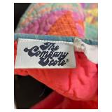 Patchwork Diamond-Triangle Quilt - Rainbow Colors - Approx 60 x 86 in