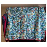 Quilt - Patchwork Blue Blocks with Pink Border, 84 x 74 in, Tropical Back