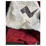 Patchwork Quilt & Textile Lot - Circular Rag Rug, Lace Curtain Backdrop