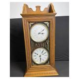 Oak Mantel Clock with Calendar Dial - Roman Time Dial in Carved Case